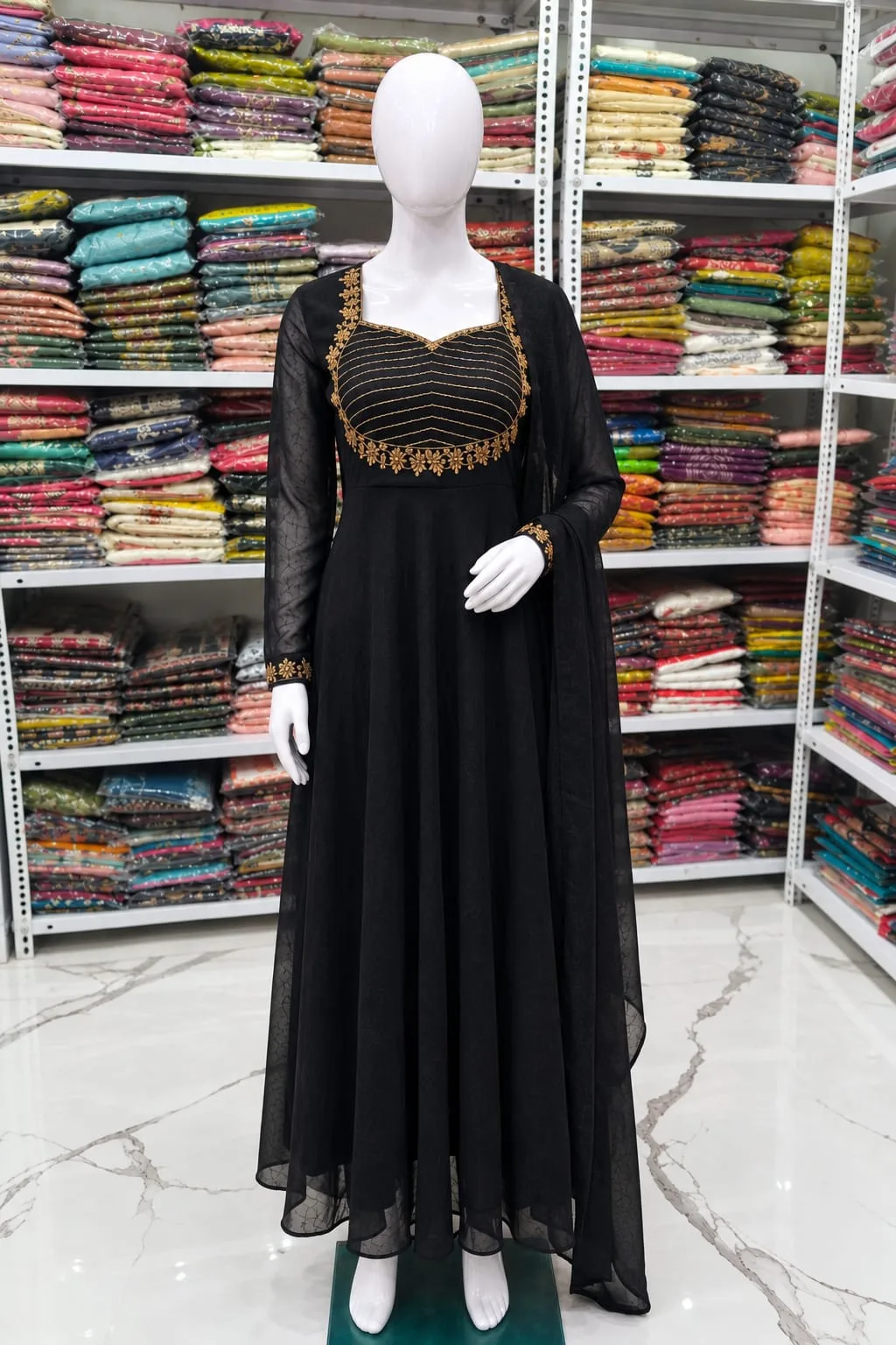 Anarkali with Dupatta – Black