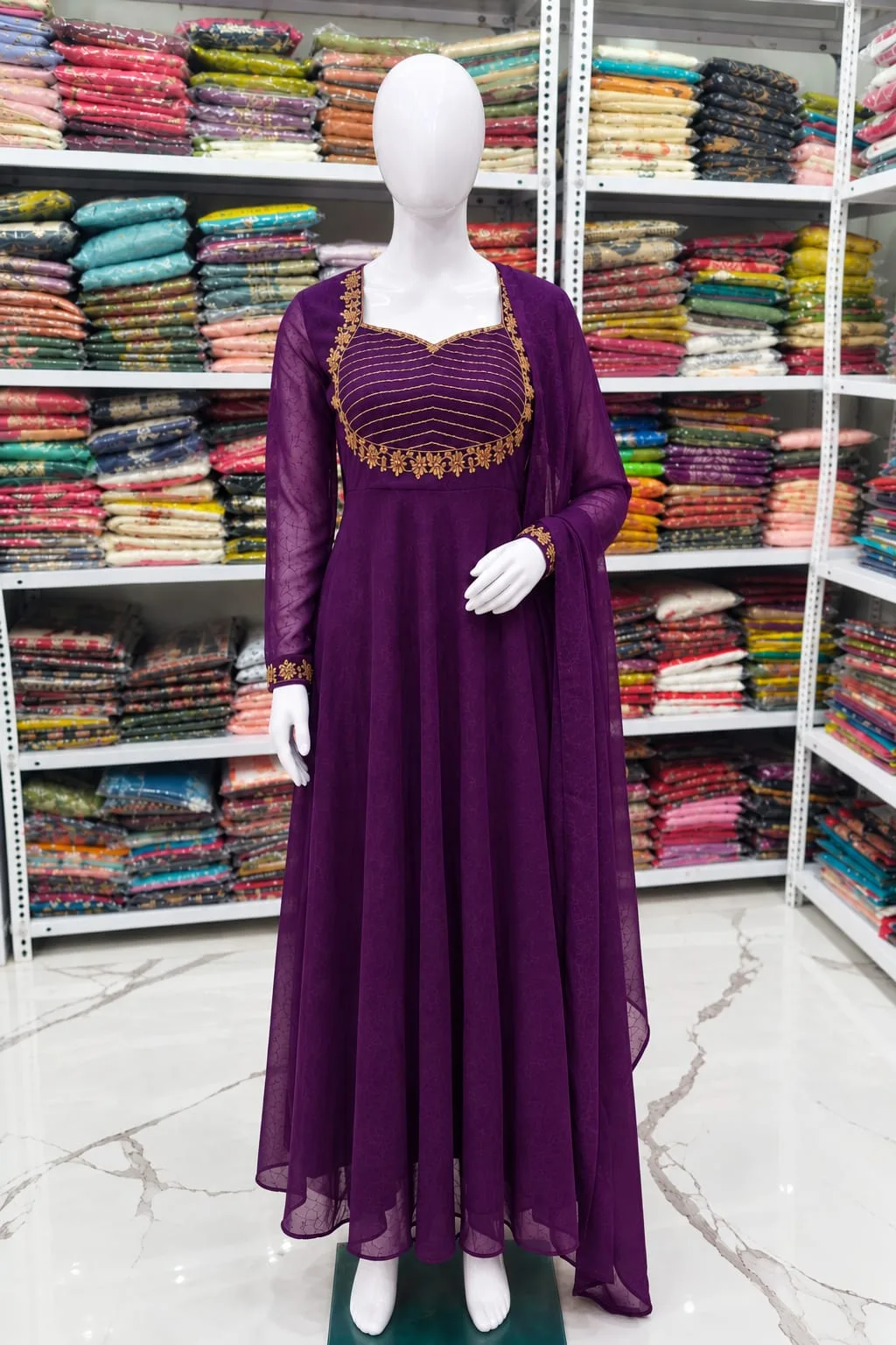 Anarkali with Dupatta – Purple